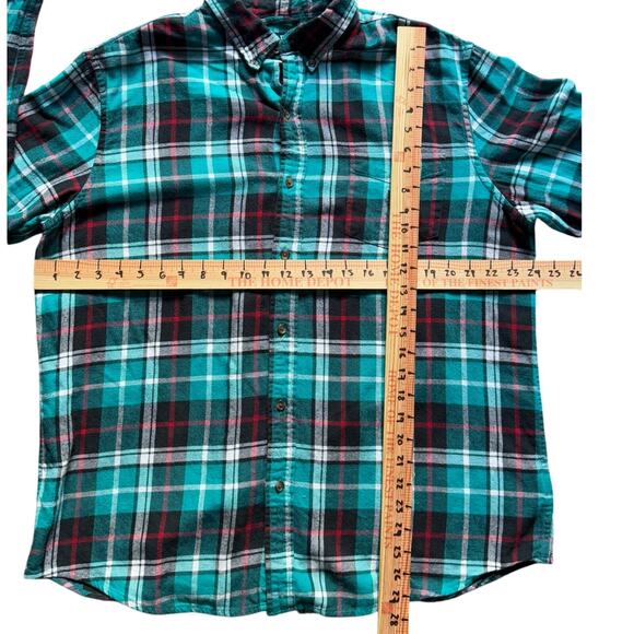 Chaps Performance Men’s Green Plaid Flannel Shirt Size XL Tall Long Sleeve - Picture 5 of 5